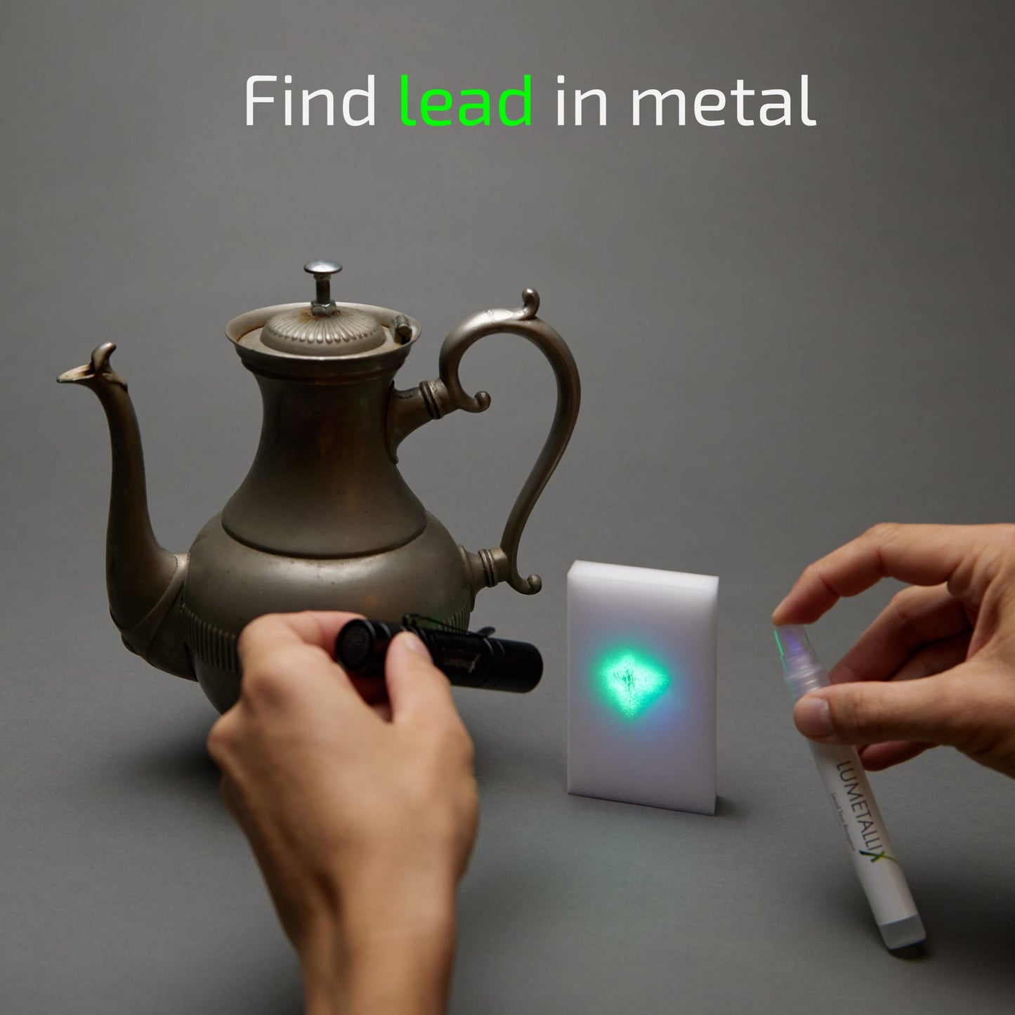 User finding lead in metal, using Lumetallix kit.