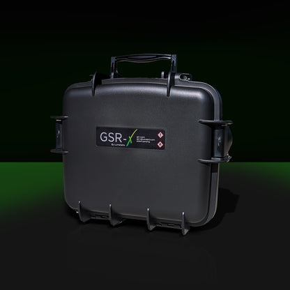Black hard-shell case with GSR-X logo on a black background