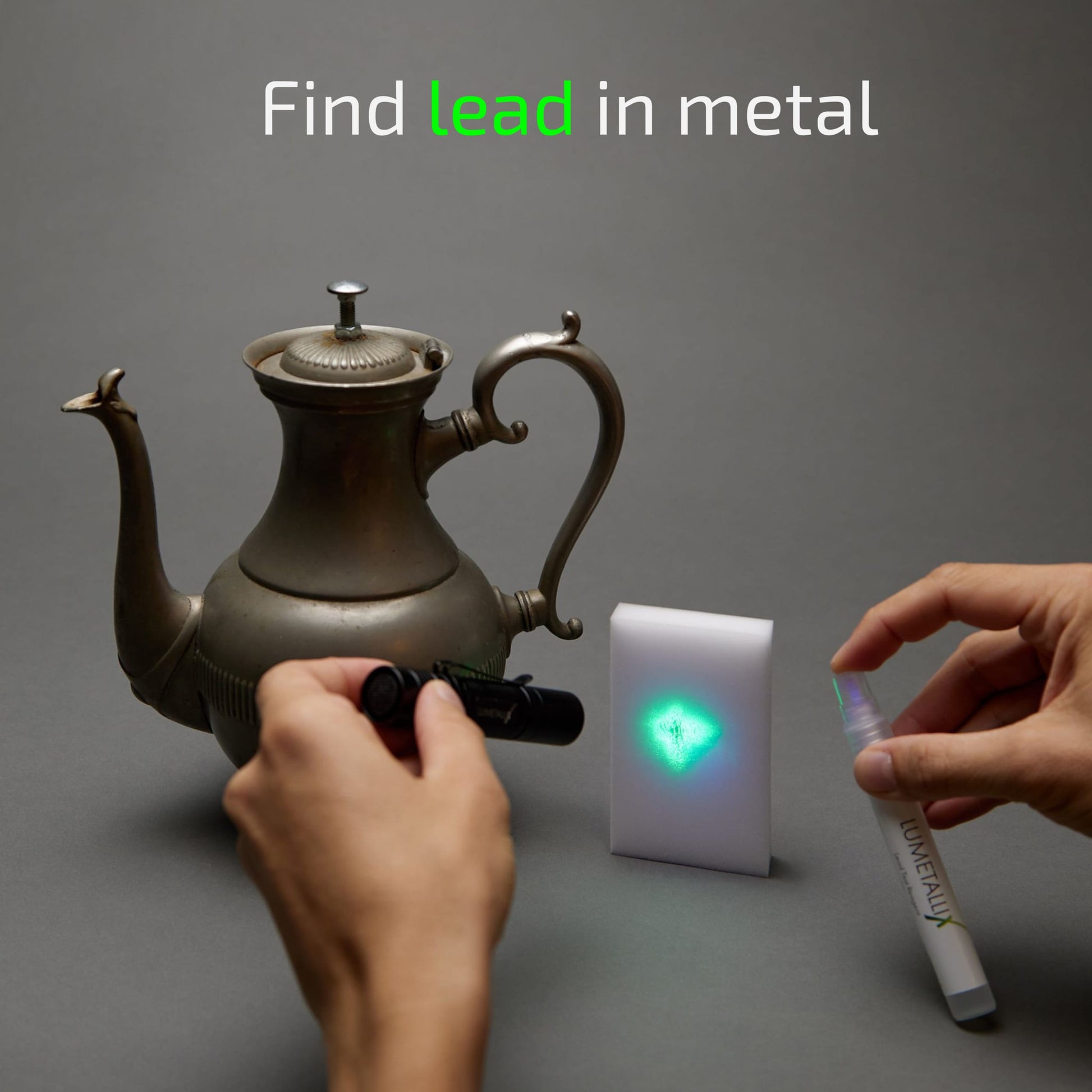 User finding lead in metal, using Lumetallix kit.